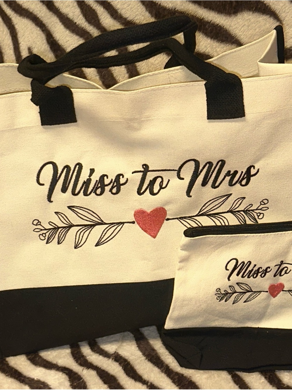 Miss to Mrs. Canvas Tote with Matching Pouch